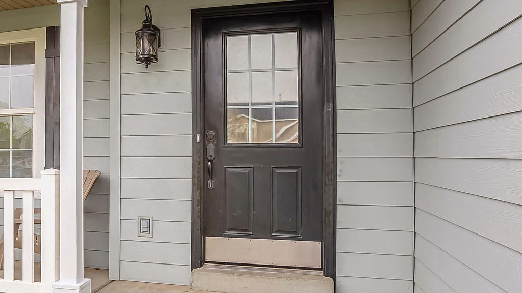 wood framed brown door