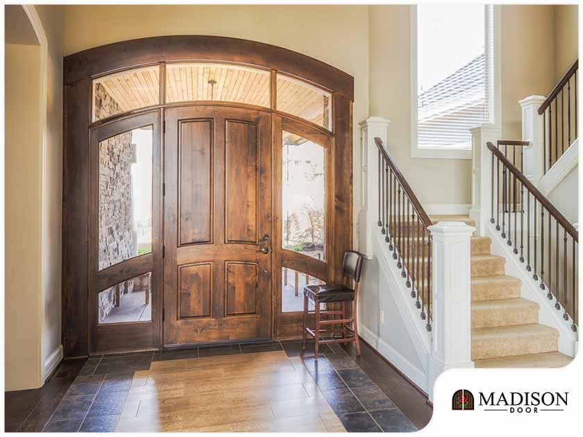 Beautiful north jersey Front Entry door with windows. One of custom mahogany exterior doors.