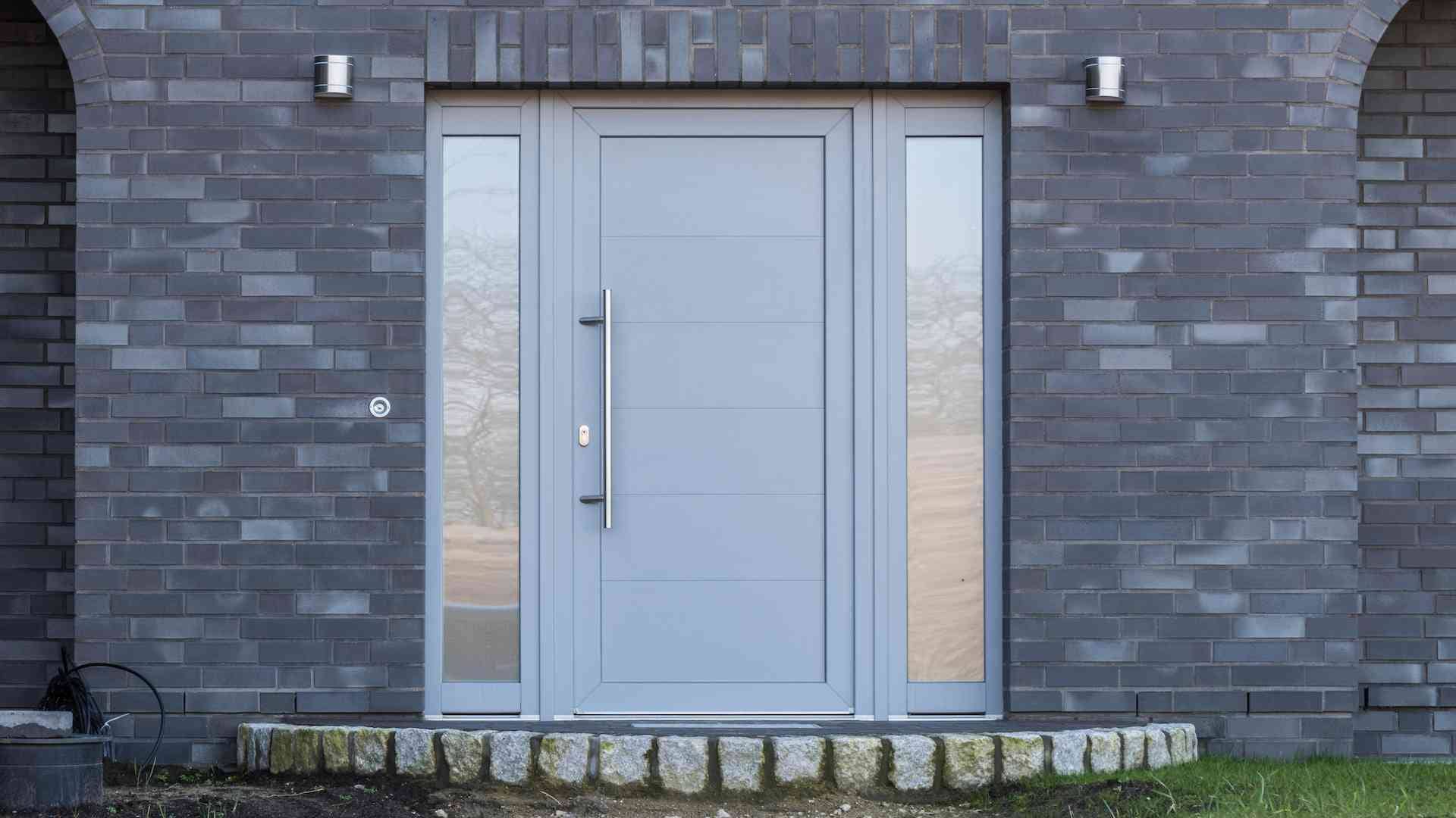white front door with glass